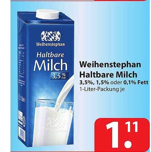 Weihenstephan Haltbare Milch Angebot bei Famila