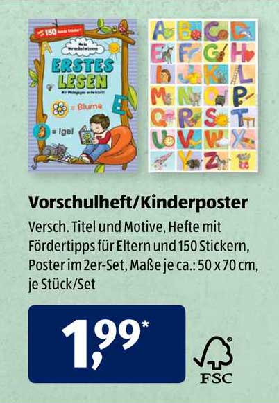 Vorschulheft Oder Kinderposter Angebot Bei ALDI Sud