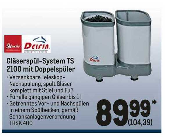 Profi Gläserspüler Delfin Desktop KEIN Spülbecken Nötig B/H/T 40 X 35,5 X 20 Cm