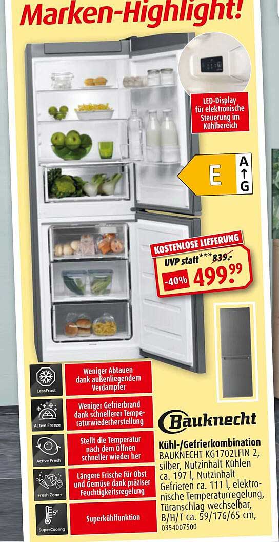 Bauknecht Kühlgefrierkombination Angebot bei ROLLER