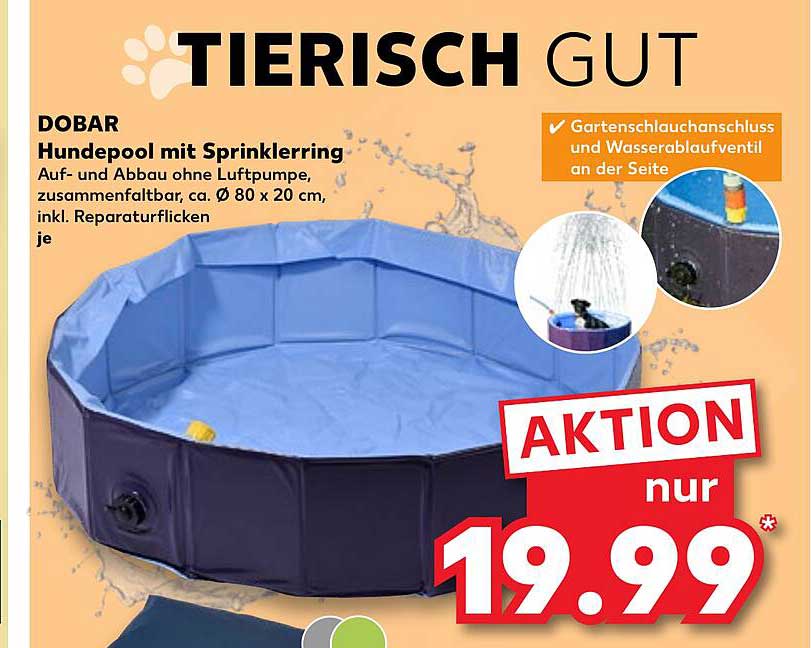 Nobleza Hundepool 170 Cm Mit Sprinkler - Faltbarer Anti-Rutsch Pool Für Hunde & Kinder