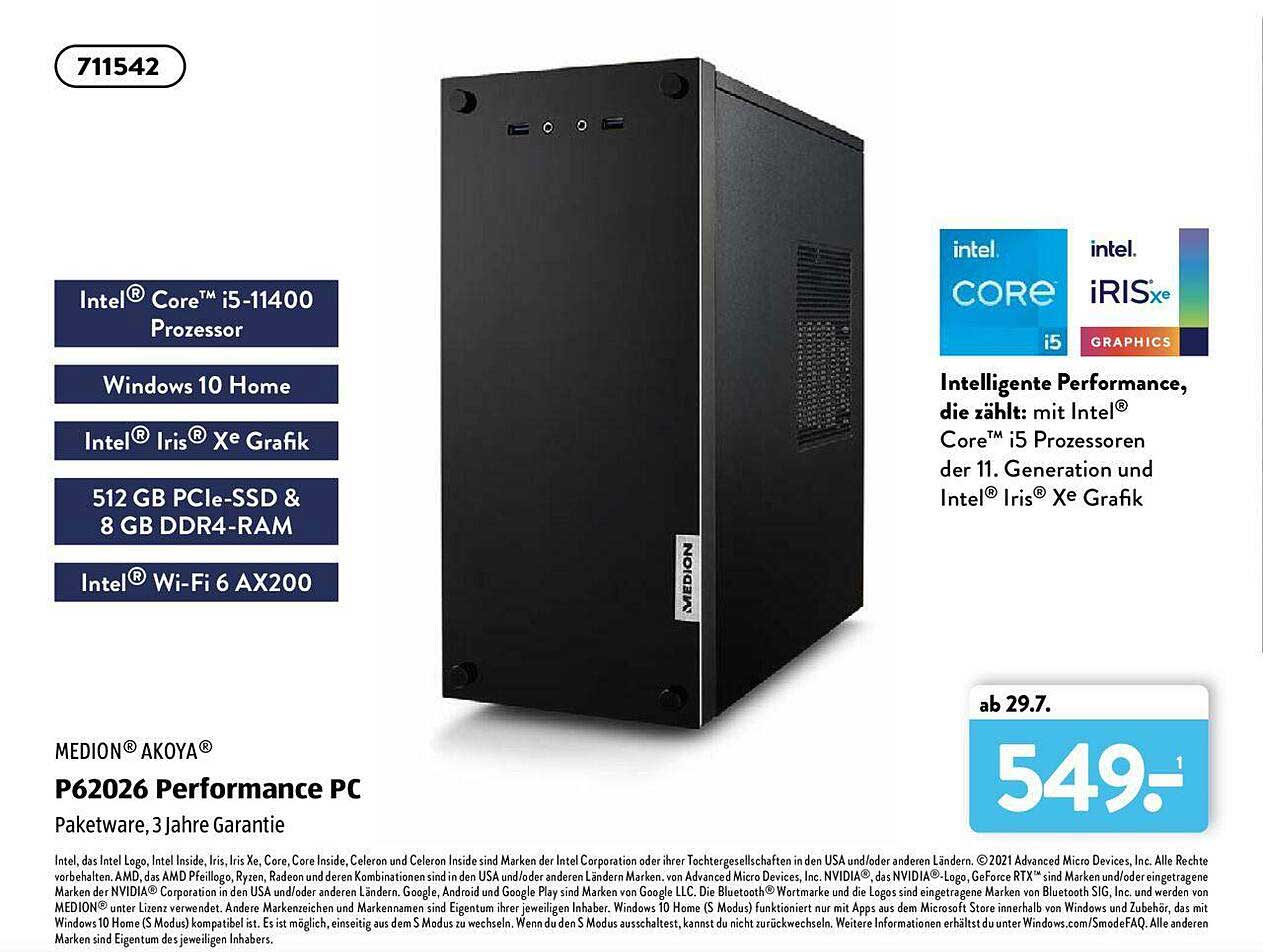 Medion Akoya P62026 Performance Pc Angebot bei ALDI SÜD 1Prospekte.de