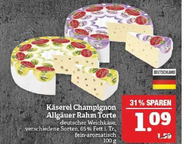 Käserei Champignon Allgäuer Rahm Torte Angebot bei Marktkauf ...