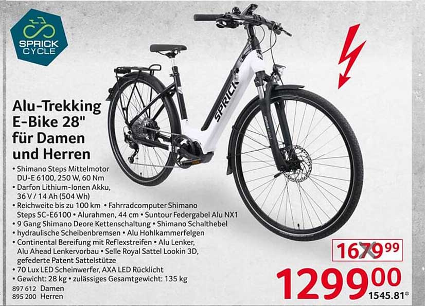 Cyco Damen Oder Herren Alu Trekkingrad 71 Cm 28 Sprick Cycle Alu-trekking E-bike 28" Für Damen Und Herren Angebot bei