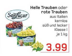 Helle Traubenoder Rote Trauben Sanlucar Angebot bei Akzenta - 1Prospekte.de