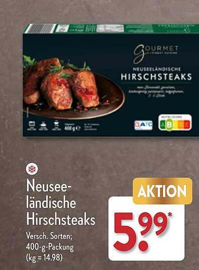 Neusee-landische Hirschsteaks Angebot bei ALDI Nord - 1Prospekte.de Neusee-landische Hirschsteaks Angebot bei ALDI Nord - 1Prospekte.de