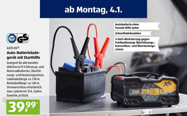 Auto Xs Auto-batterieladegerät Mit Starthilfe Angebot bei ALDI SÜD 