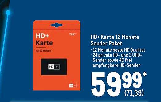 Hd+ Karte 12 Monate Günstig Kaufen Hd+ Karte 12 Monate Sender Paket Angebot bei METRO