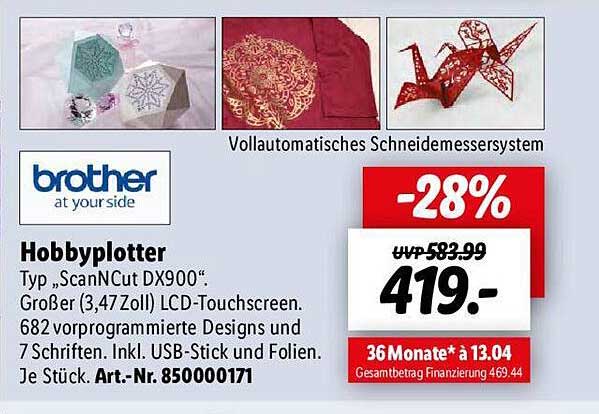 Brother Hobbyplotter ScanNcut Dx900 Angebot bei Lidl