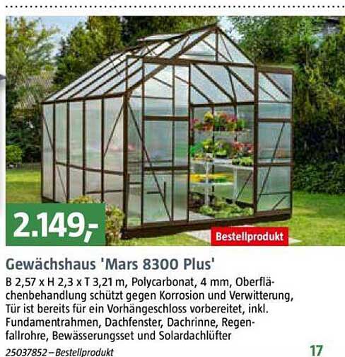 Gewächshaus 'mars 8300 Plus' Angebot bei Bauhaus