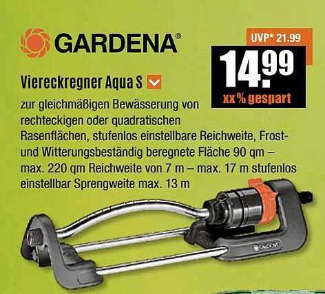Angebot Gardena bei Aqua Viereckregner S V-Baumarkt
