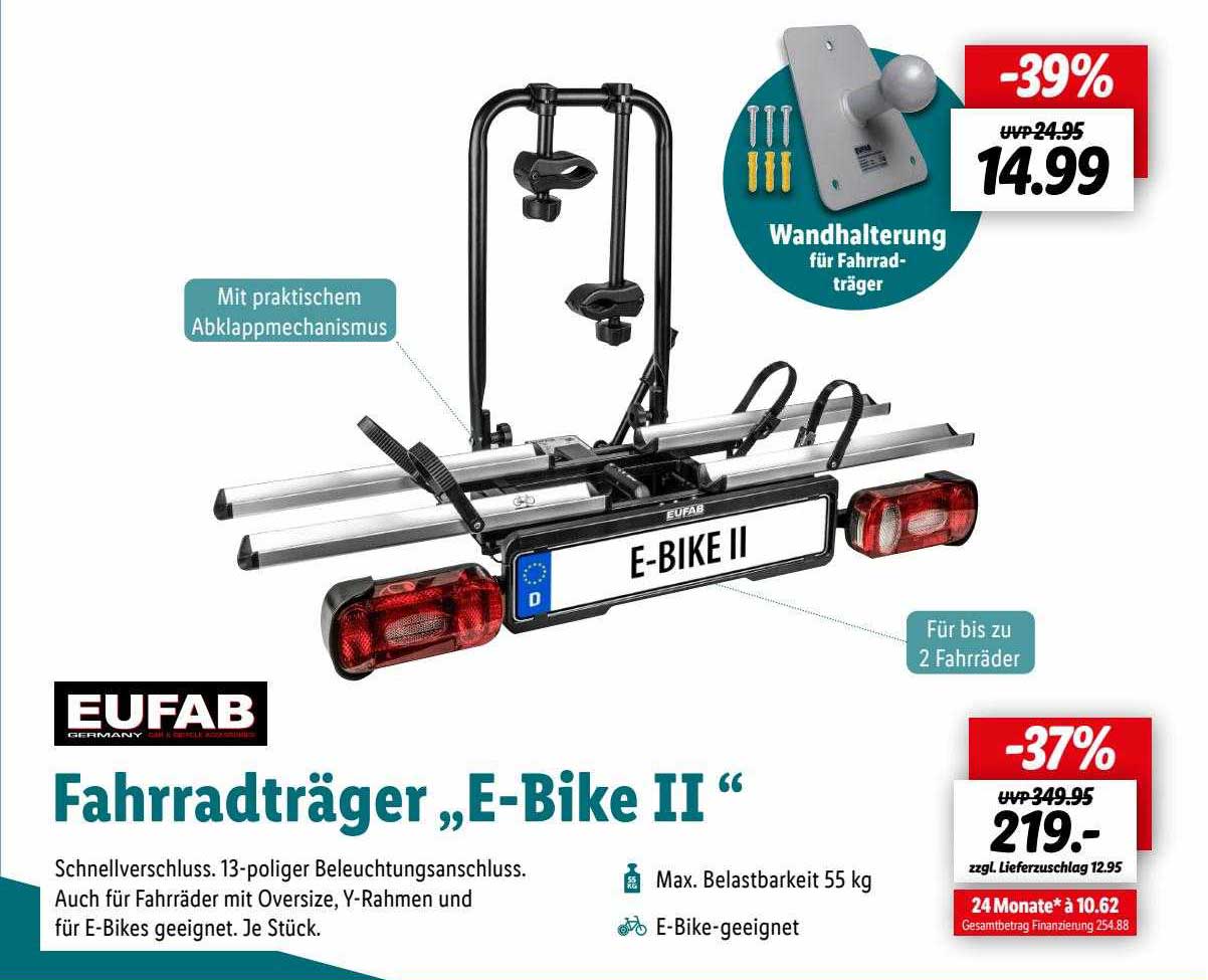 Eufab Fahrradträger E Bike 2 Test Eufab Fahrradträger „e-bike II“ Angebot bei Lidl - 1Prospekte.de