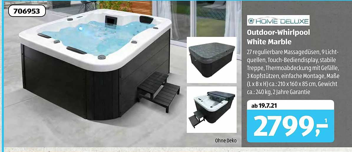 Home Deluxe Outdoor-whirlpool White Marble Angebot bei ALDI sud