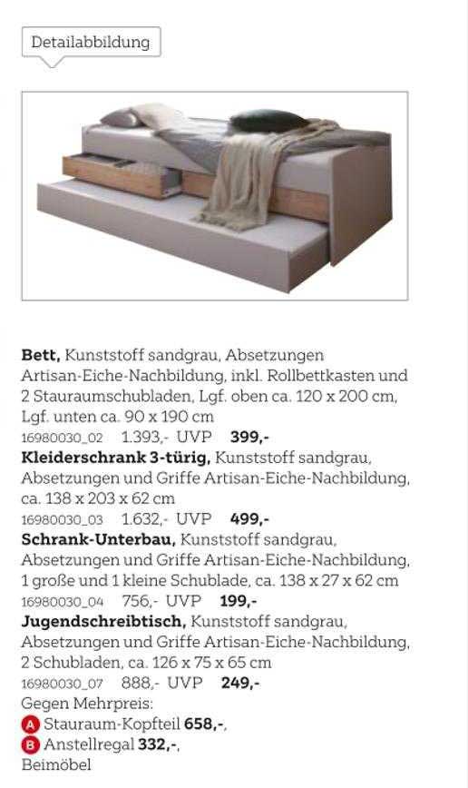 Dodenhof Bett, Kleiderschrank 3-türig