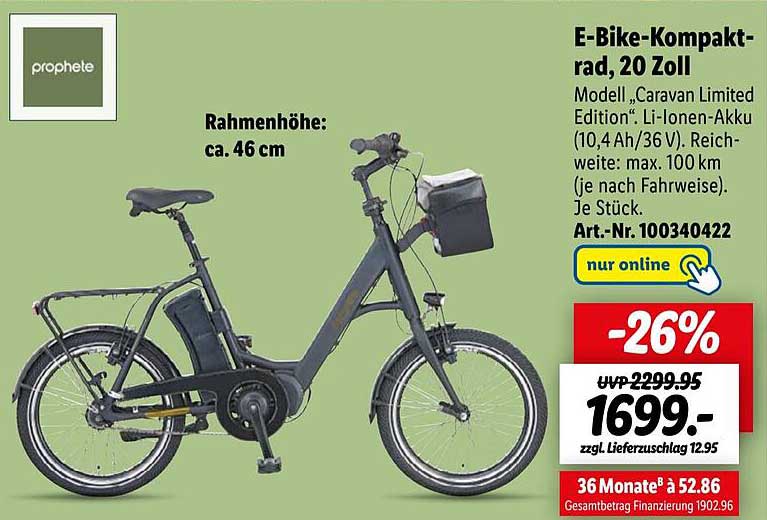 E Bike Alu Kompaktrad Caravan Limited Edition 20 Zoll www.1prospekte.de