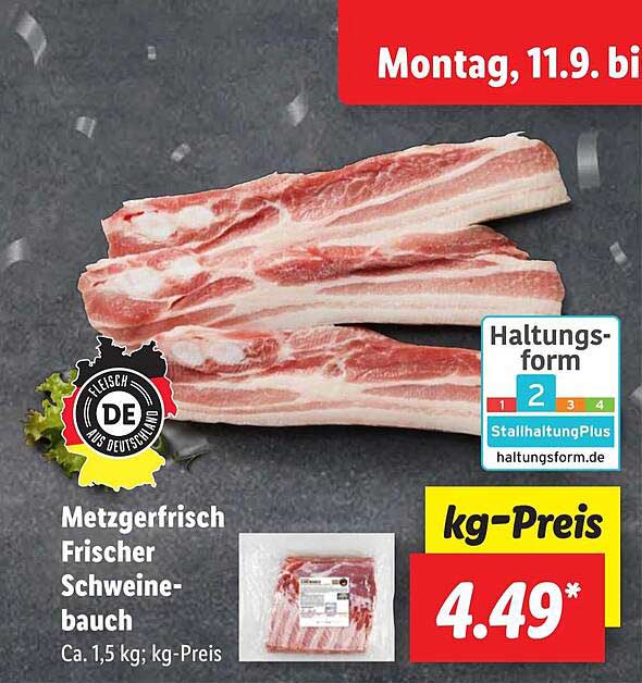 Metzgerfrisch Frischer Schweinebauch Angebot bei Lidl 1Prospekte.de