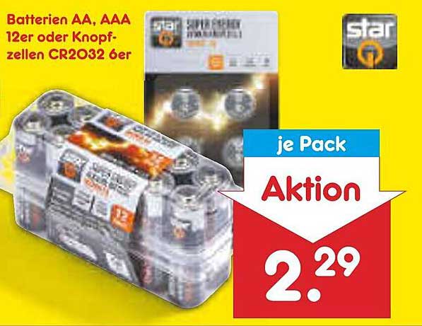 hugge Temerity Globus Batterien AA, AAA 12er Oder Knopfzellen Cr2032 6er Star Angebot bei Netto  Marken Discount