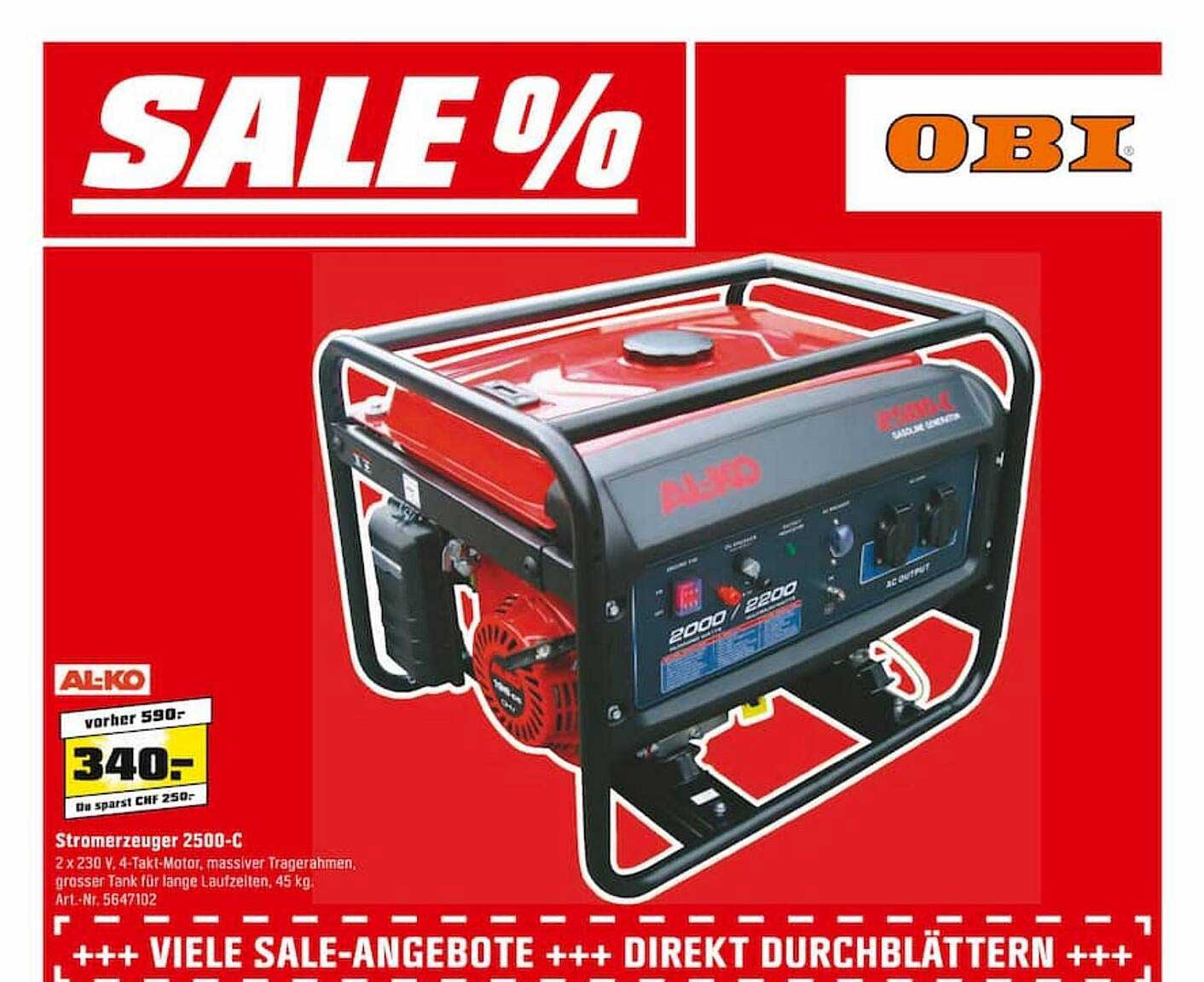 Al-ko Stromerzeuger 2500-c Angebot bei OBI - 1Prospekte.de