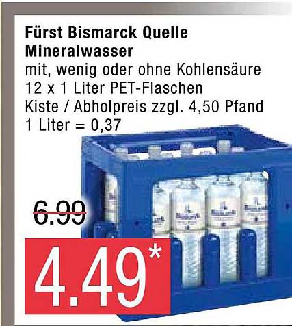 Fürst Bismarck Quelle Mineralwasser Angebot bei Marktkauf
