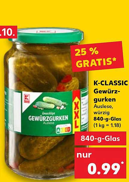 K-classic Gewürzgurken Angebot bei Kaufland