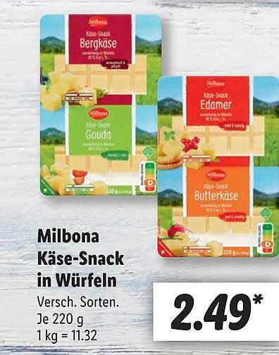 Milbona Käse-snack In Lidl Angebot bei Würfeln