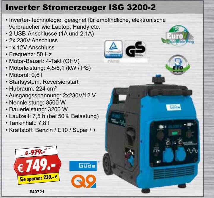 Güde Inverter Stromerzeuger Isg 3200-2 Test Inverter Stromerzeuger Isg 3200-2 Güde Angebot bei Stabilo - 1Prospekte.de