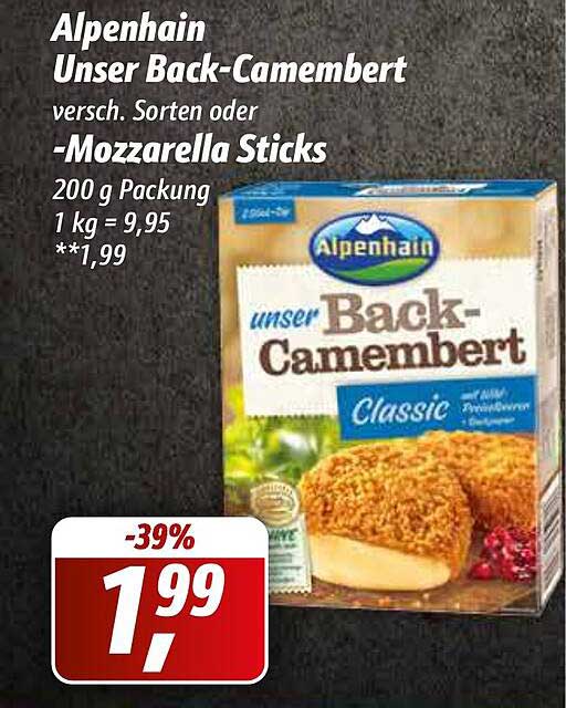 Angebot Simmel Back-camembert bei Alpenhain Unser Mozzarella Oder Sticks