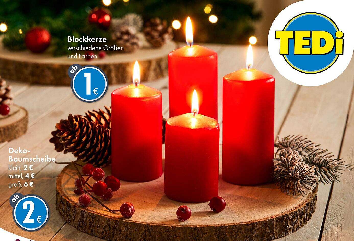 Deko-baumscheibe Oder Blockkerze Angebot bei TEDi