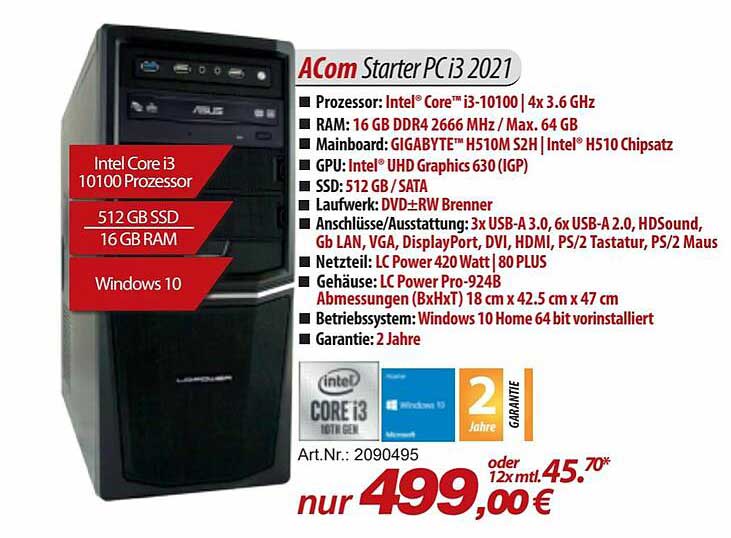 Acom Starter Pci3 2021 Angebot bei ACom PC - 1Prospekte.de