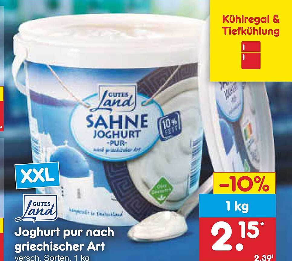 Gutes Land Joghurt Pur Nach Griechischer Art Angebot bei Netto Marken ...