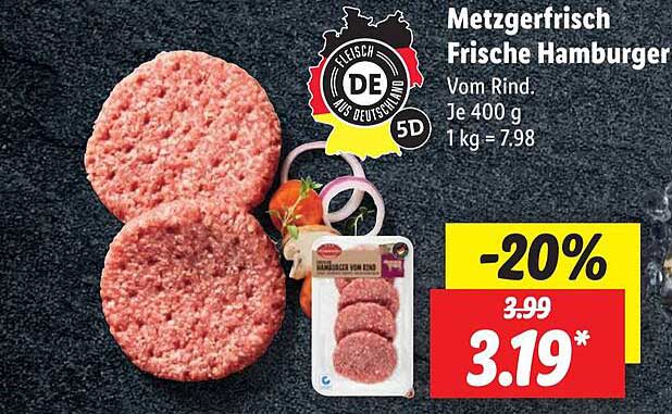 Metzgerfrisch Frische Hamburger bei Angebot Lidl
