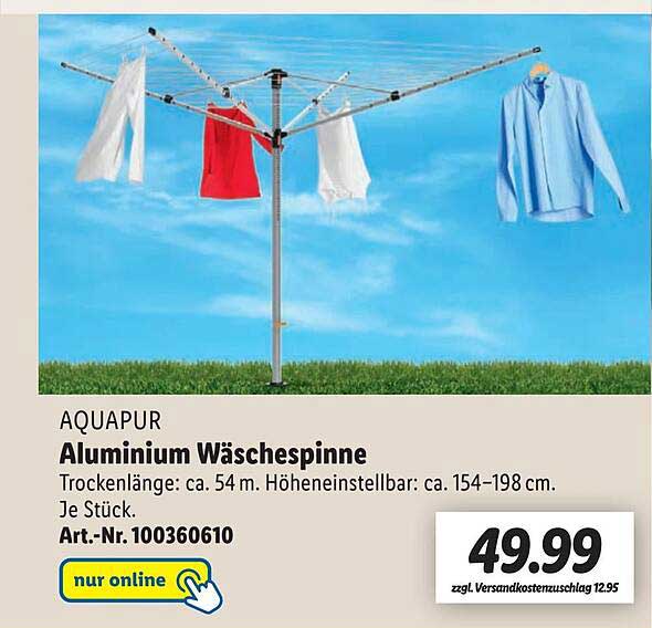Aquapur Aluminium Wäschespinne Angebot bei Lidl 1Prospekte.de