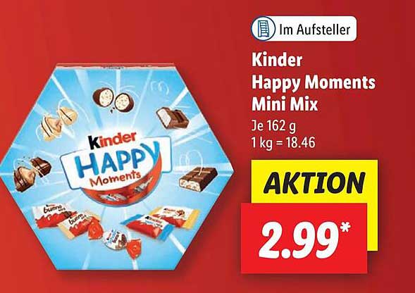 Kinder Happy Moments Mini Mix Angebot bei Lidl - 1Prospekte.de