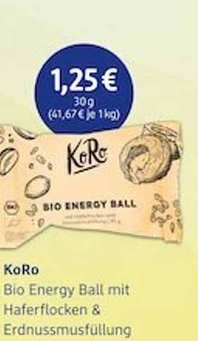 Dm Koro Bio Energy Ball Mit Haferflocken & Erdnussmusfüllung