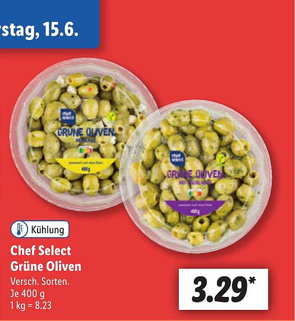 Chef Select Grüne Oliven Angebot bei Lidl | 