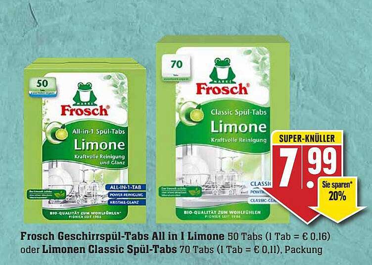 Frosch geschirrsp l tabs all in 1 limone oder limonen classic sp l tabs