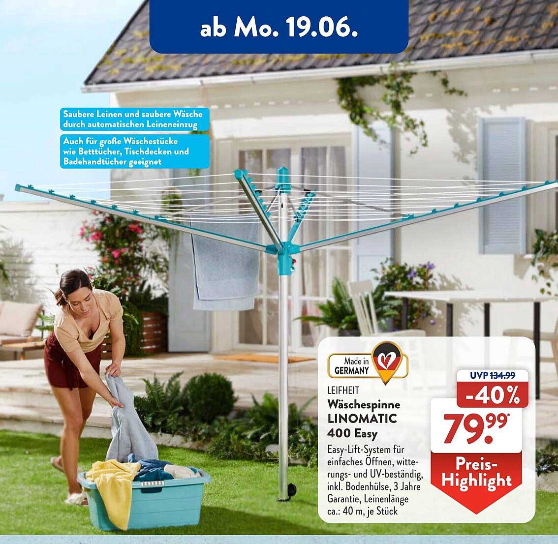 Leifheit Wäschespinne Linomatic 400 Easy Angebot bei ALDI SÜD