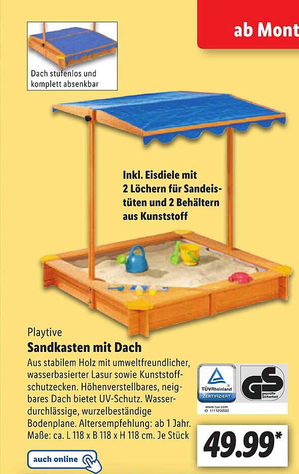 Playtive Sandkasten Mit Dach Angebot bei Lidl 1Prospekte.de