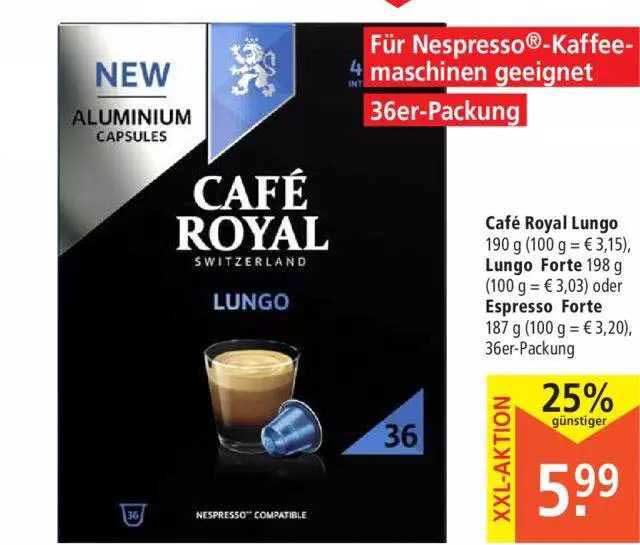 Café Royal Lungo, Lungo Forte Oder Espresso Forte Angebot bei Marktkauf