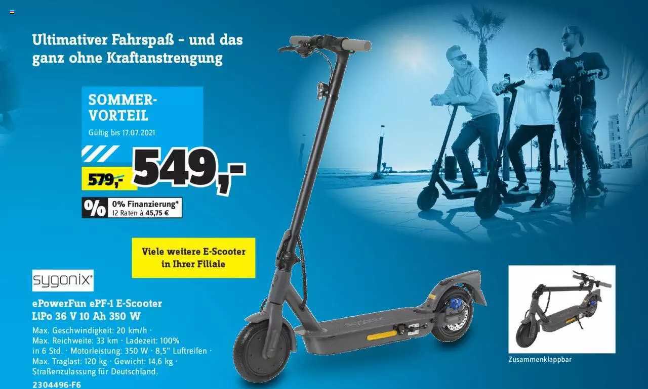 Conrad Sygonix Epowerfun Epf-1 E-scooter Lipo 36 V 10 Ah 350 W