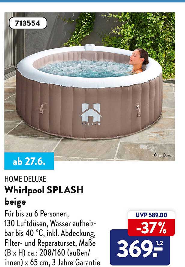 Home Deluxe Outdoor Whirlpool White Marble Angebot bei ALDI sud