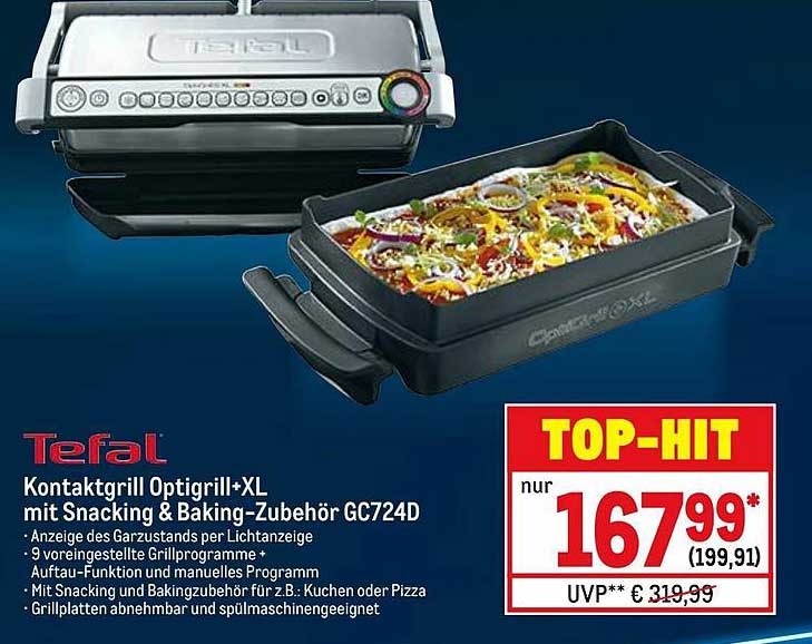 Tefal Kontaktgrill Optigrill+XL Mit Snacking & Baking-zubehör