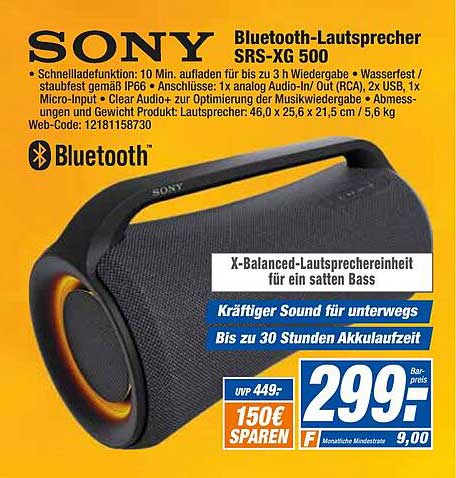 HEM Expert Sony Bluetooth-lautsprecher Srs-xg 500