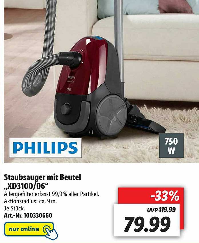 Philips Staubsauger Mit Angebot Lidl Xd3100.06 Beutel bei