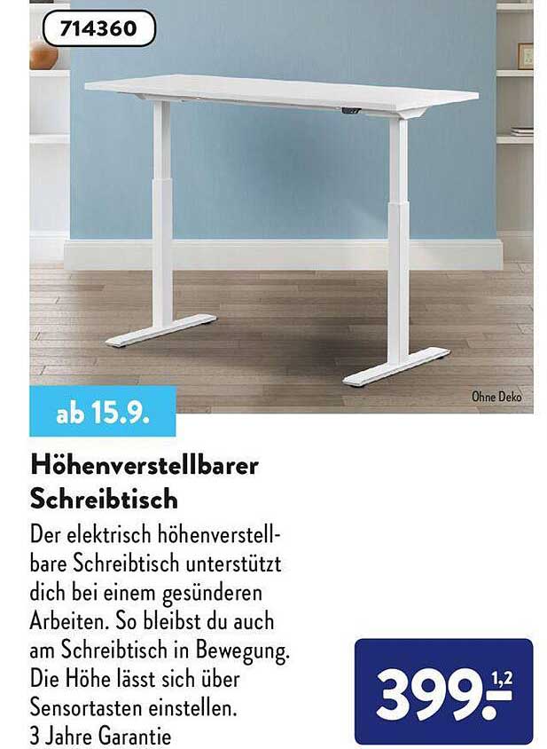 Höhenverstellbarer Schreibtisch Angebot bei ALDI Nord 1Prospekte.de