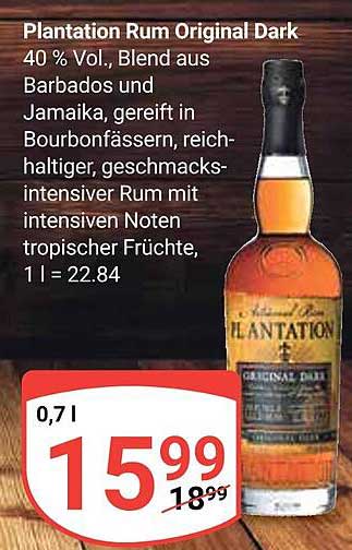 Plantation Rum Original Dark Angebot bei Globus - 1Prospekte.de