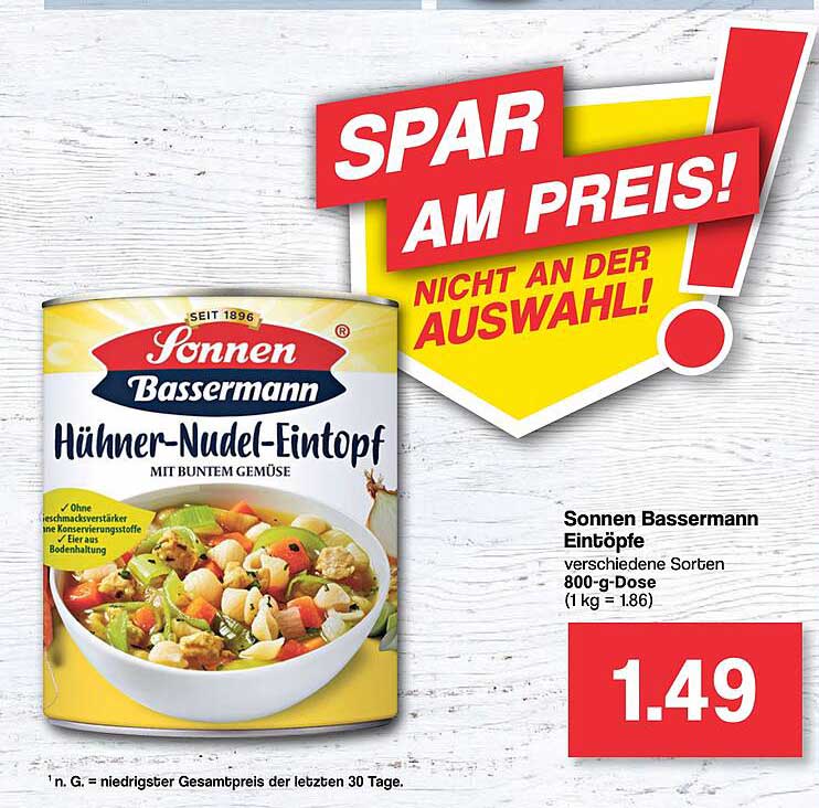 Sonnen Bassermann Eintöpfe Angebot bei Famila Nordwest