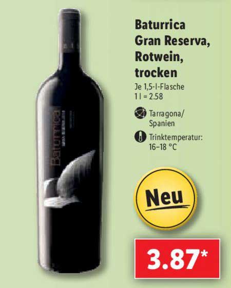 Baturrica Gran Reserva, Rotwein, Angebot bei Lidl Trocken