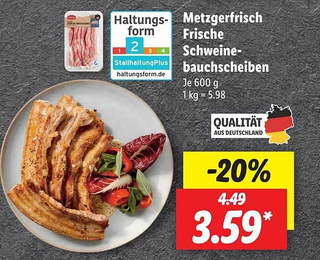 Metzgerfrisch Frische Schweine-bauchscheiben Angebot bei Lidl | Billiger Montag