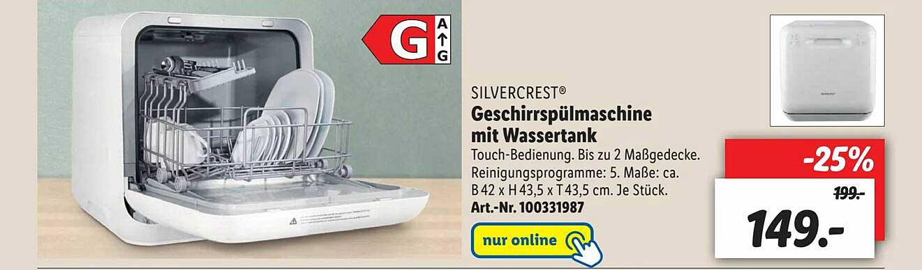 Silvercrest Geschirrspülmaschine Mit Wassertank Angebot bei Lidl